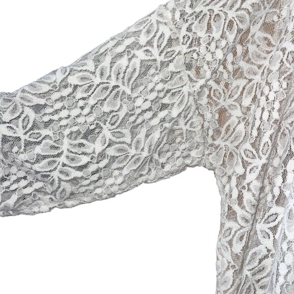 Gabriella Womens Top One Size Gray Lined Lace Long Sleeve Casual matching scarf - Picture 7 of 12